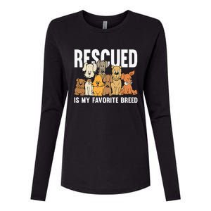 Rescued Is My Favorite Breed Puppy Lover Dog Rescue Womens Cotton Relaxed Long Sleeve T-Shirt