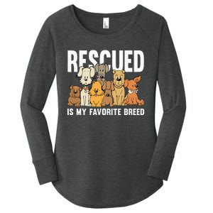 Rescued Is My Favorite Breed Puppy Lover Dog Rescue Women's Perfect Tri Tunic Long Sleeve Shirt