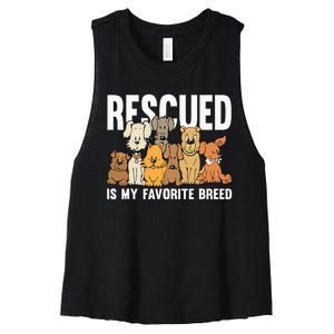 Rescued Is My Favorite Breed Puppy Lover Dog Rescue Women's Racerback Cropped Tank