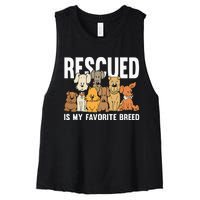 Rescued Is My Favorite Breed Puppy Lover Dog Rescue Women's Racerback Cropped Tank