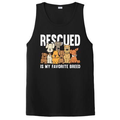 Rescued Is My Favorite Breed Puppy Lover Dog Rescue PosiCharge Competitor Tank