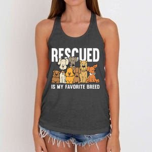 Rescued Is My Favorite Breed Puppy Lover Dog Rescue Women's Knotted Racerback Tank