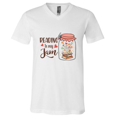 Readeing Is My Jam Gift For Reading Books V-Neck T-Shirt