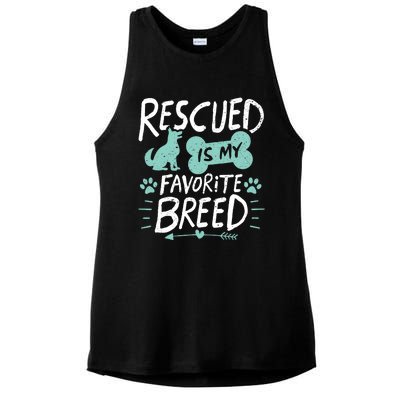 Rescued Is My Favorite Breed Dog Lover Gift Ladies PosiCharge Tri-Blend Wicking Tank