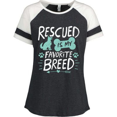 Rescued Is My Favorite Breed Dog Lover Gift Enza Ladies Jersey Colorblock Tee