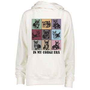 Retro In My Corgi Era Funny Corgi Mom Dog Lover Womens Funnel Neck Pullover Hood