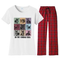 Retro In My Corgi Era Funny Corgi Mom Dog Lover Women's Flannel Pajama Set