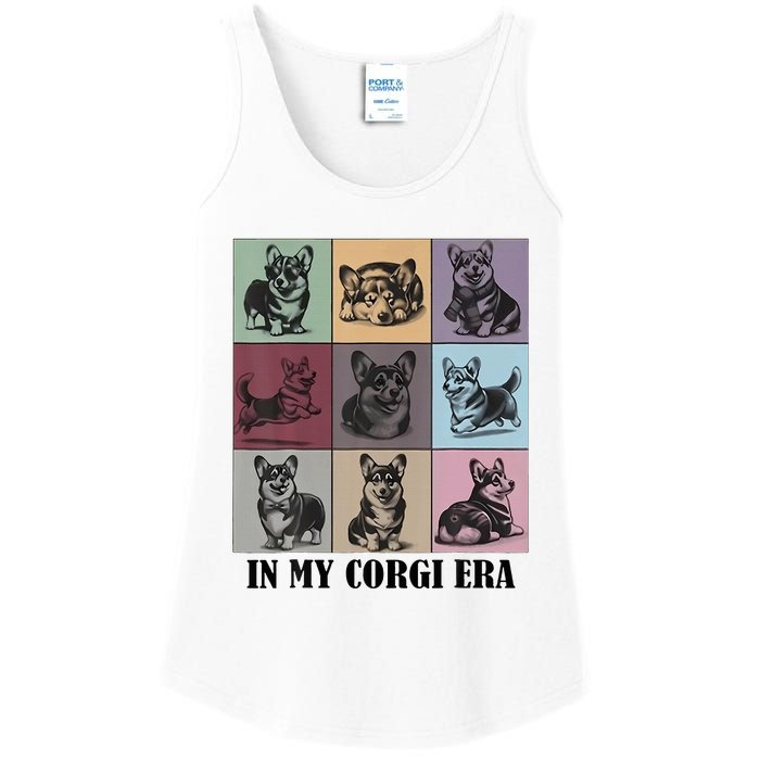 Retro In My Corgi Era Funny Corgi Mom Dog Lover Ladies Essential Tank