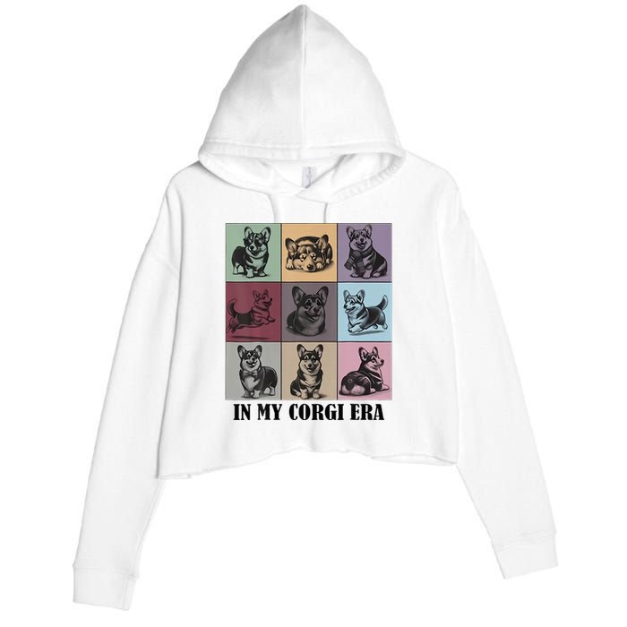 Retro In My Corgi Era Funny Corgi Mom Dog Lover Crop Fleece Hoodie