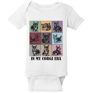 Retro In My Corgi Era Funny Corgi Mom Dog Lover Baby Bodysuit