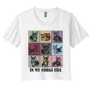 Retro In My Corgi Era Funny Corgi Mom Dog Lover Women's Crop Top Tee