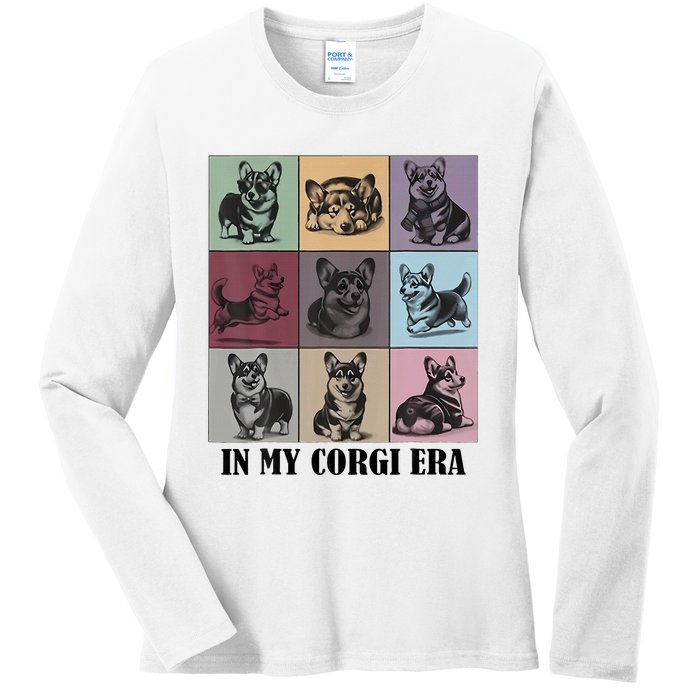 Retro In My Corgi Era Funny Corgi Mom Dog Lover Ladies Long Sleeve Shirt