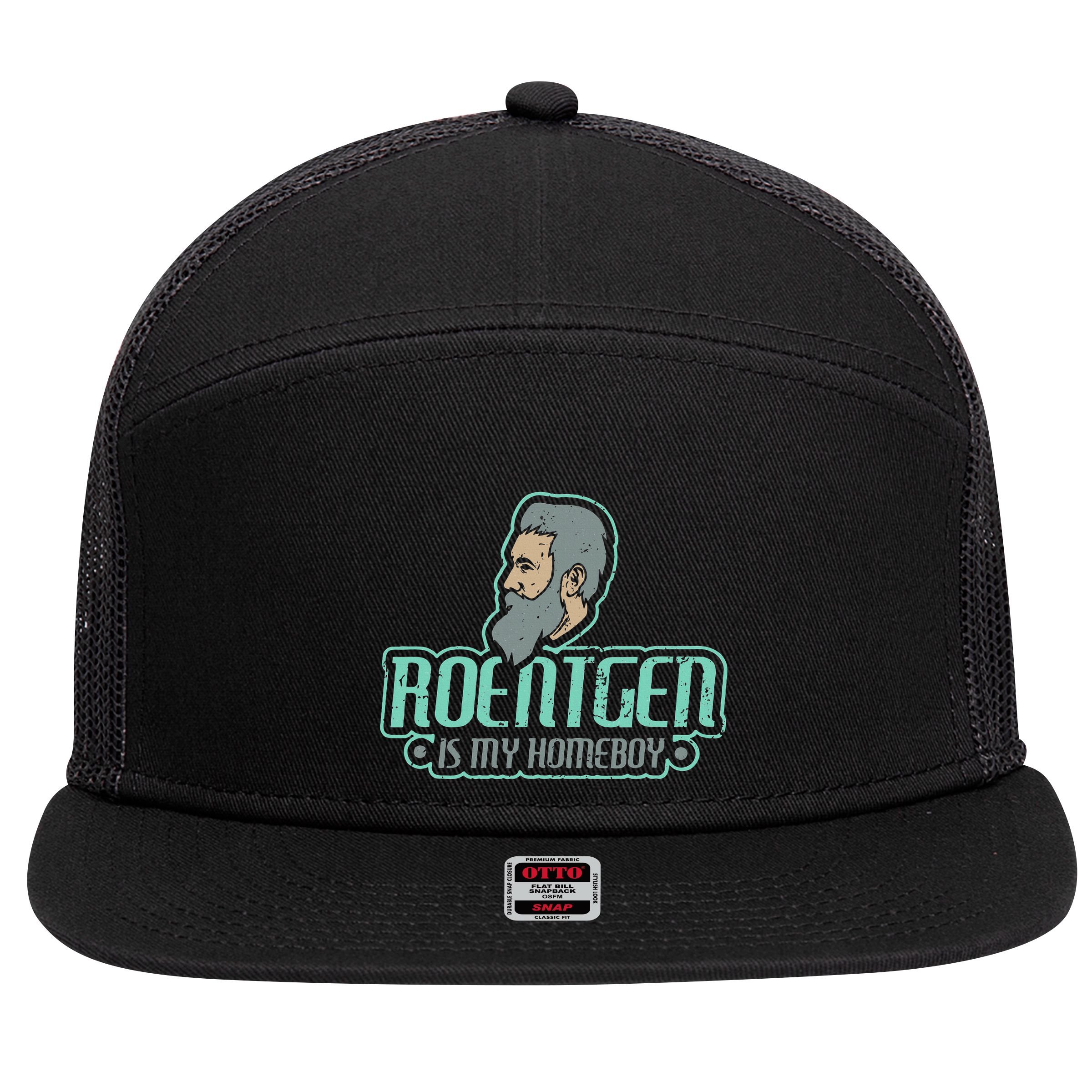 Roentgen Is My Homeboy Funny Xray Radiology Technician 7 Panel Mesh Trucker Snapback Hat