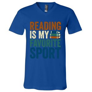 Reading Is My Favorite Sport Book Lovers Bookish Bookworm Gift V-Neck T-Shirt