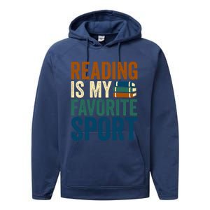 Reading Is My Favorite Sport Book Lovers Bookish Bookworm Gift Performance Fleece Hoodie