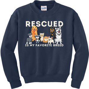 Rescued Is My Favorite Breed Animal Rescue Kids Sweatshirt