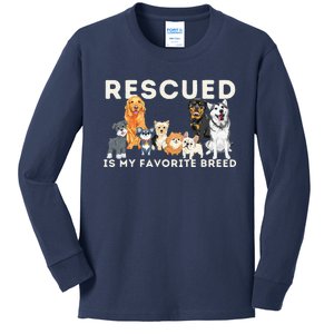 Rescued Is My Favorite Breed Animal Rescue Kids Long Sleeve Shirt