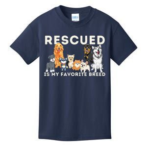 Rescued Is My Favorite Breed Animal Rescue Kids T-Shirt