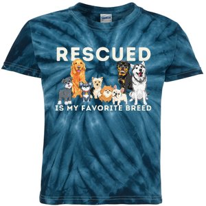 Rescued Is My Favorite Breed Animal Rescue Kids Tie-Dye T-Shirt