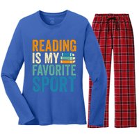 Reading Is My Favorite Sport Book Lovers Bookish Bookworm Cute Gift Women's Long Sleeve Flannel Pajama Set 