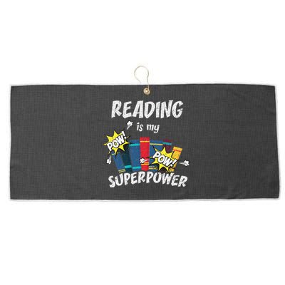 Reading Is My Superpower Fun Cute Book Hero Gift Large Microfiber Waffle Golf Towel