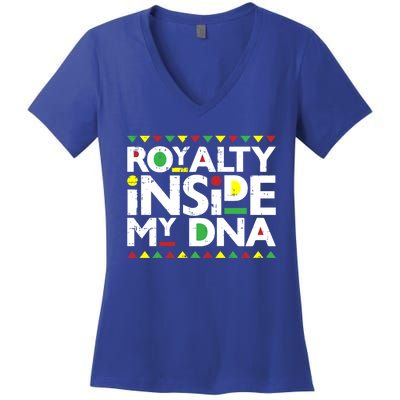 Royalty Inside My Dna Melanin Pride Black Lives Matter Funny Gift Meaningful Gif Women's V-Neck T-Shirt