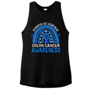 Rainbow In March We Wear Blue Colon Cancer Awareness Cute Gift Ladies PosiCharge Tri-Blend Wicking Tank