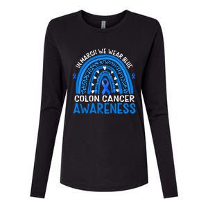 Rainbow In March We Wear Blue Colon Cancer Awareness Cute Gift Womens Cotton Relaxed Long Sleeve T-Shirt