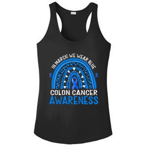 Rainbow In March We Wear Blue Colon Cancer Awareness Cute Gift Ladies PosiCharge Competitor Racerback Tank