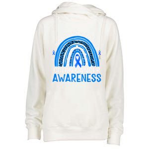 Rainbow In March We Wear Blue Colon Cancer Awareness Cute Gift Womens Funnel Neck Pullover Hood