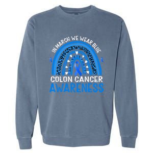 Rainbow In March We Wear Blue Colon Cancer Awareness Cute Gift Garment-Dyed Sweatshirt