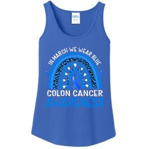 Rainbow In March We Wear Blue Colon Cancer Awareness Cute Gift Ladies Essential Tank