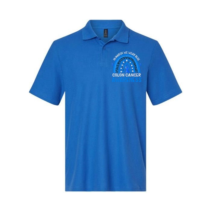 Rainbow In March We Wear Blue Colon Cancer Awareness Cute Gift Softstyle Adult Sport Polo