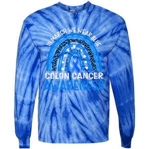 Rainbow In March We Wear Blue Colon Cancer Awareness Cute Gift Tie-Dye Long Sleeve Shirt