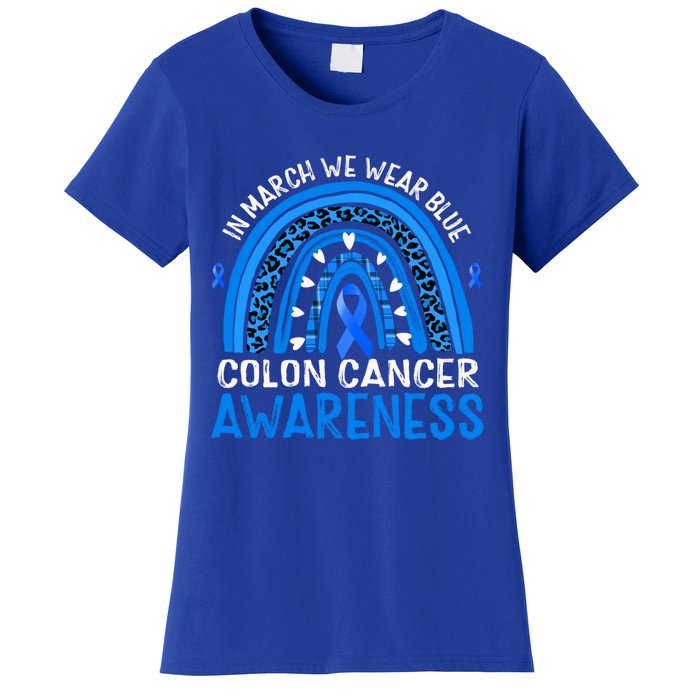 Rainbow In March We Wear Blue Colon Cancer Awareness Cute Gift Women's T-Shirt