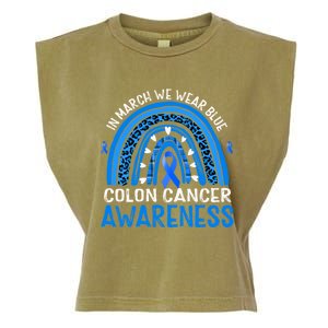 Rainbow In March We Wear Blue Colon Cancer Awareness Cute Gift Garment-Dyed Women's Muscle Tee