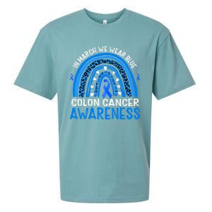 Rainbow In March We Wear Blue Colon Cancer Awareness Cute Gift Sueded Cloud Jersey T-Shirt