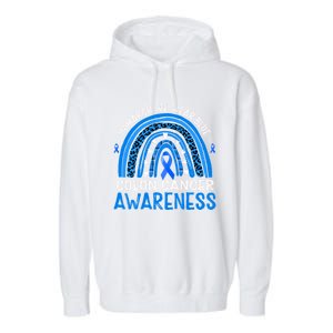 Rainbow In March We Wear Blue Colon Cancer Awareness Cute Gift Garment-Dyed Fleece Hoodie