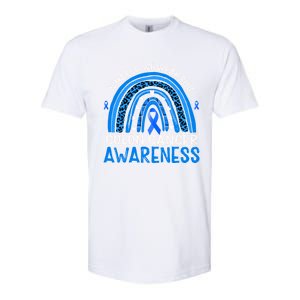 Rainbow In March We Wear Blue Colon Cancer Awareness Cute Gift Softstyle CVC T-Shirt