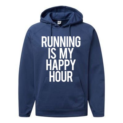 Running Is My Happy Hour Funny Workout Cardio Gym Motivation Gift Performance Fleece Hoodie