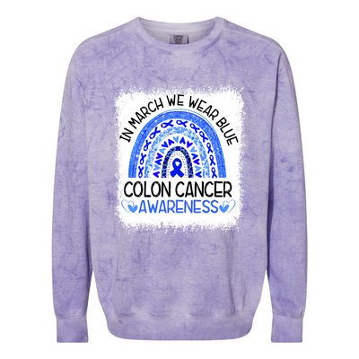 Rainbow In March We Wear Blue Colon Cancer Awareness Cool Gift Colorblast Crewneck Sweatshirt