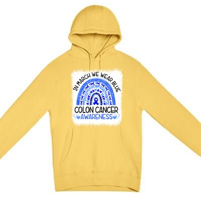 Rainbow In March We Wear Blue Colon Cancer Awareness Cool Gift Premium Pullover Hoodie