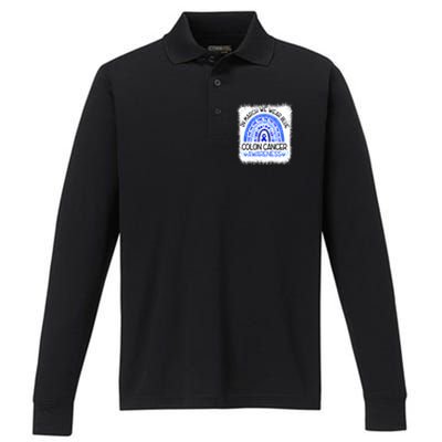 Rainbow In March We Wear Blue Colon Cancer Awareness Cool Gift Performance Long Sleeve Polo