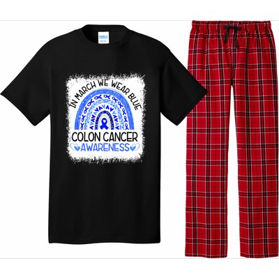 Rainbow In March We Wear Blue Colon Cancer Awareness Cool Gift Pajama Set