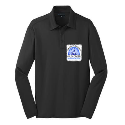 Rainbow In March We Wear Blue Colon Cancer Awareness Cool Gift Silk Touch Performance Long Sleeve Polo