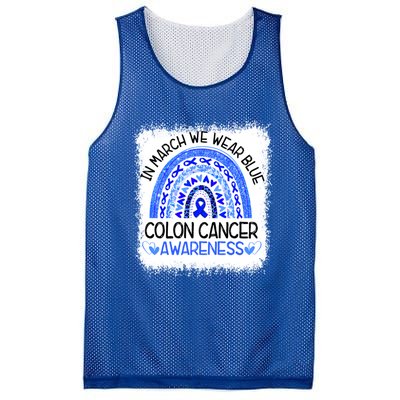 Rainbow In March We Wear Blue Colon Cancer Awareness Cool Gift Mesh Reversible Basketball Jersey Tank