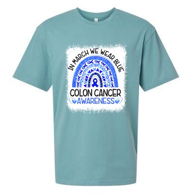 Rainbow In March We Wear Blue Colon Cancer Awareness Cool Gift Sueded Cloud Jersey T-Shirt