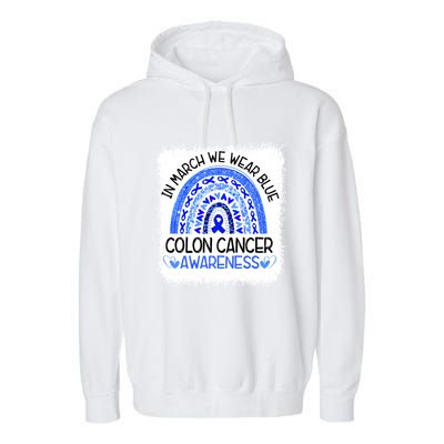 Rainbow In March We Wear Blue Colon Cancer Awareness Cool Gift Garment-Dyed Fleece Hoodie