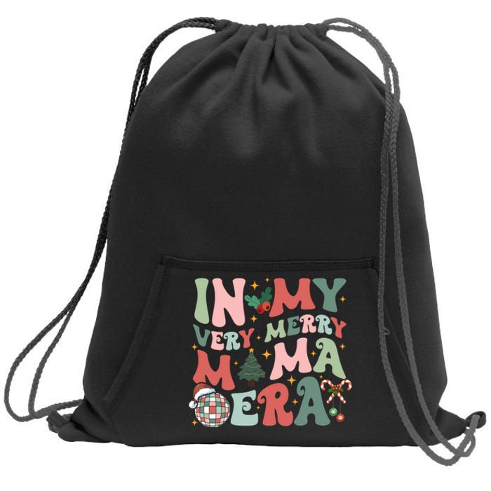 Retro In My Very Merry Mama Era Christmas Mama Disco Ball Sweatshirt Cinch Pack Bag