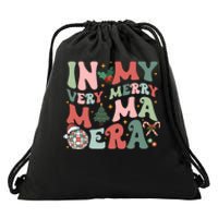 Retro In My Very Merry Mama Era Christmas Mama Disco Ball Drawstring Bag